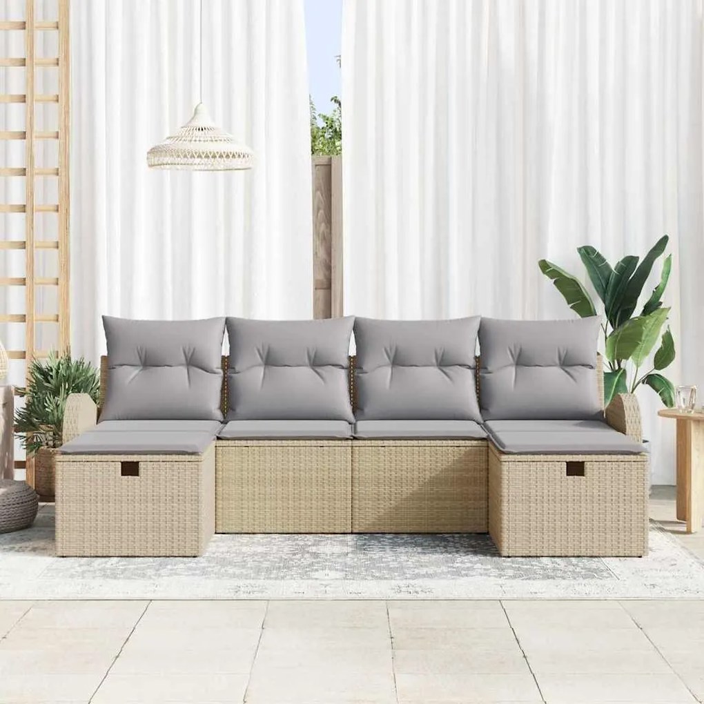 vidaXL Σετ Καναπέ Κήπου 6 pcs μπεζ και ανοιχτό γκρι 234 x 117 x 85 εκ