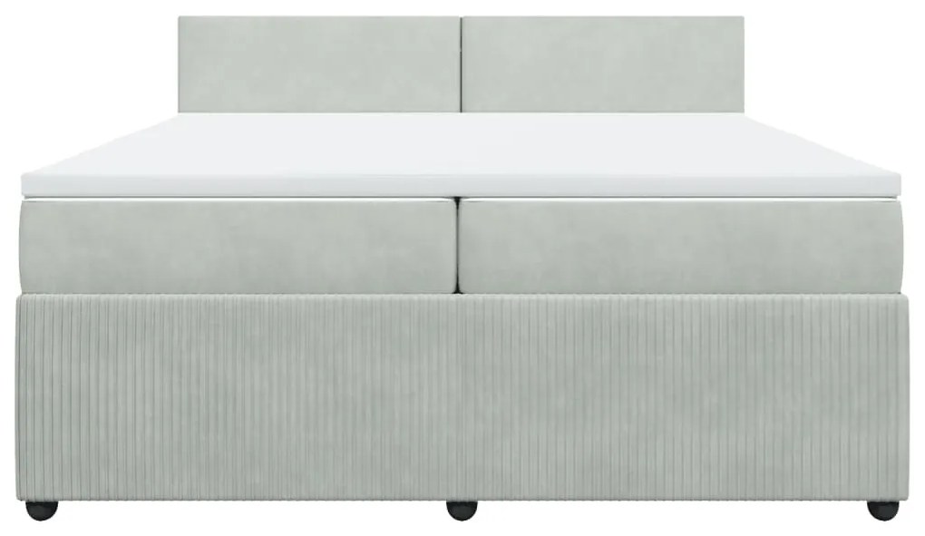 vidaXL Κρεβάτι Boxspring με Στρώμα Ανοιχτό Γκρι 200x200 εκ. Βελούδινο