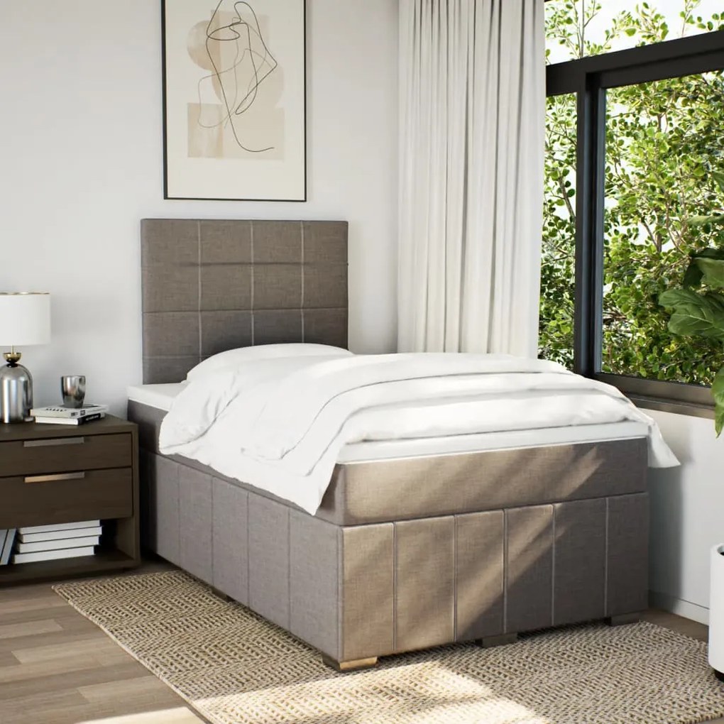 vidaXL Κρεβάτι Boxspring με Στρώμα Taupe 120x190 εκ. Υφασμάτινο