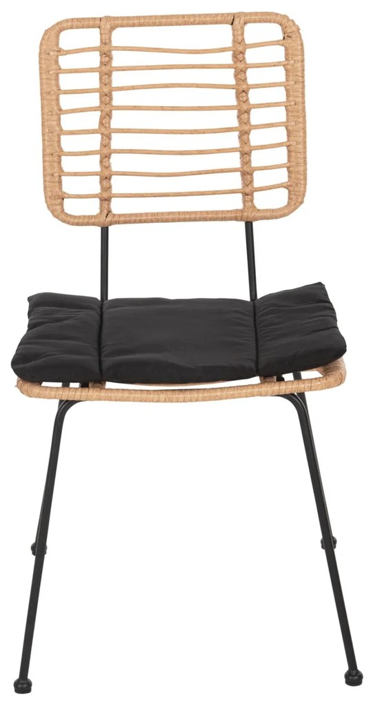 Καρέκλα ALLEGRA C5454.11 Μεταλλική με Μαξιλάρι Μαύρο και Wicker Μπέζ 50,5x49,5x88Υ εκ. 50.5x49.5x88 εκ.