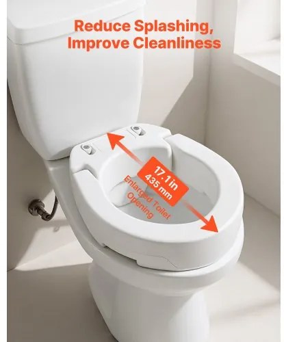 VEVOR Raised Toilet Seat, 136.1 kg Load Capacity, 88.9 mm Lift Height, Commode Elevated Toilet Seat Riser with Enlarged Opening for Seniors, Elderly, Handicap, Disabled, and Adults, Fits Round Bowl