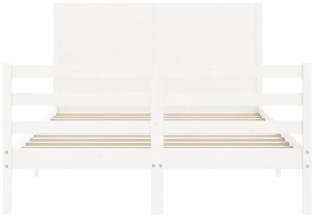 vidaXL Πλαίσιο Κρεβατιού με Κεφαλάρι Λευκό 140x200 εκ. Μασίφ Ξύλο
