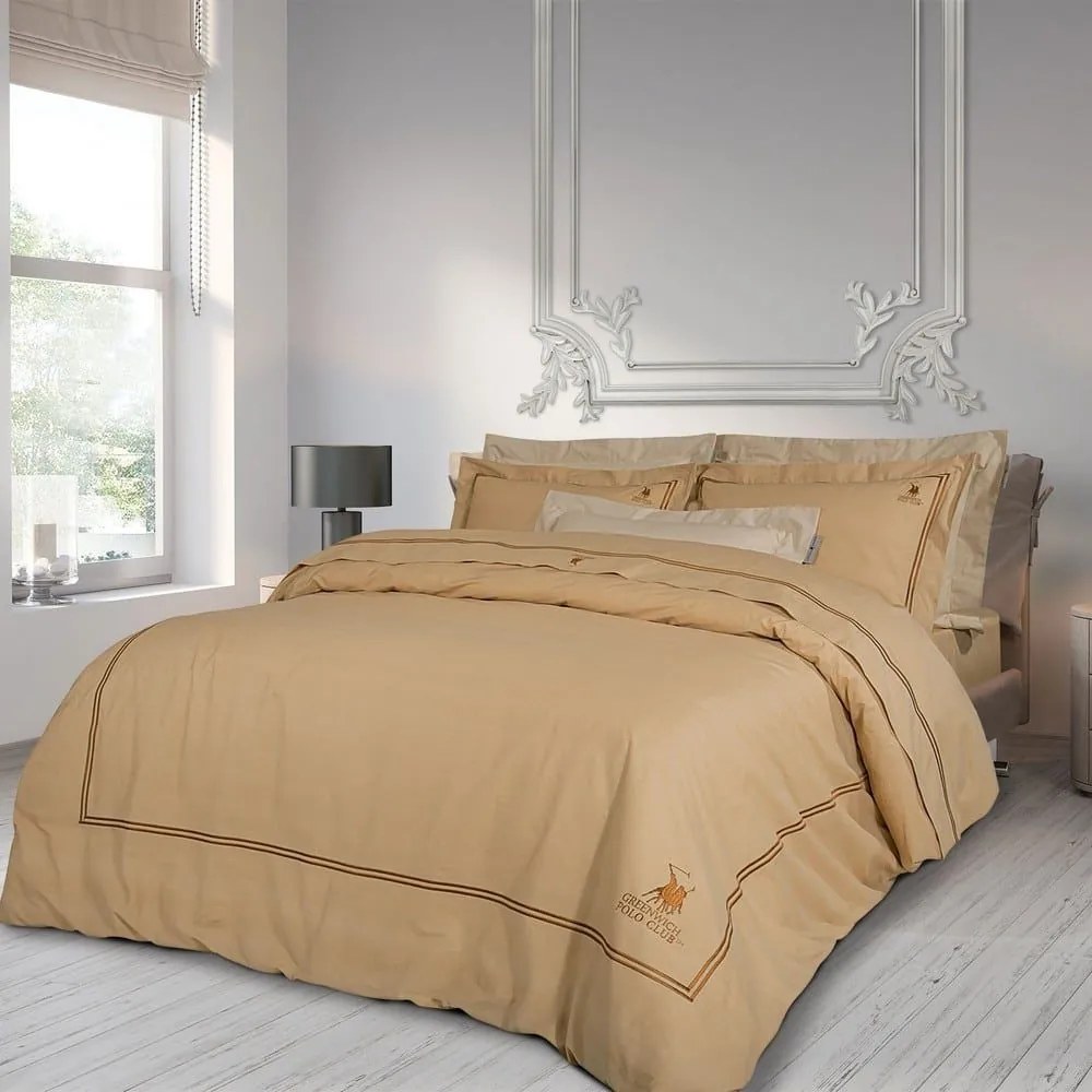 Σεντόνια 2130 (Σετ 4τμχ) Beige Greenwich Polo Club King Size 270x280cm 100% Βαμβακοσατέν