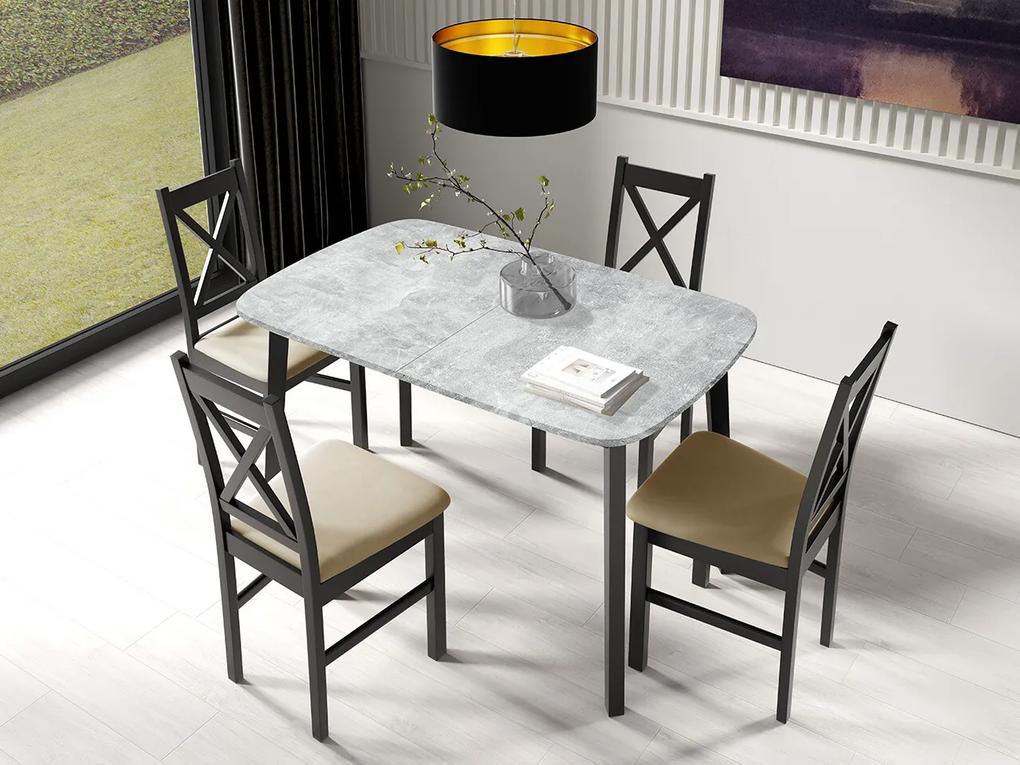 Τραπέζι Edmond 110, Γκρι μάρμαρο, Μαύρο, 77x80x130cm, 28 kg, Επιμήκυνση, Πλαστικοποιημένη μοριοσανίδα, Ξύλο | Epipla1.gr