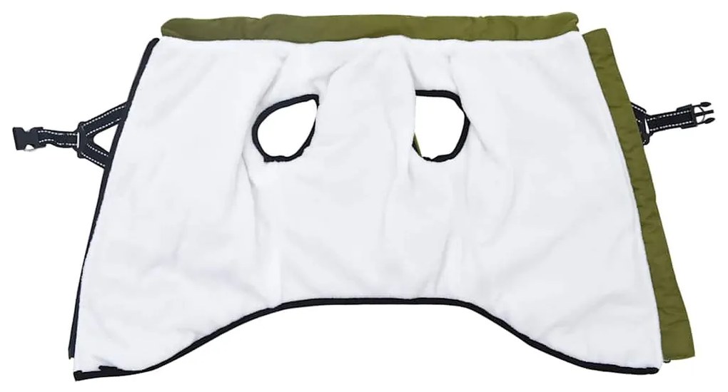 vidaXL Μπουφάν Σκύλου Στρατιωτικό Πράσινο 4XL Φλις και Πολυεστέρας