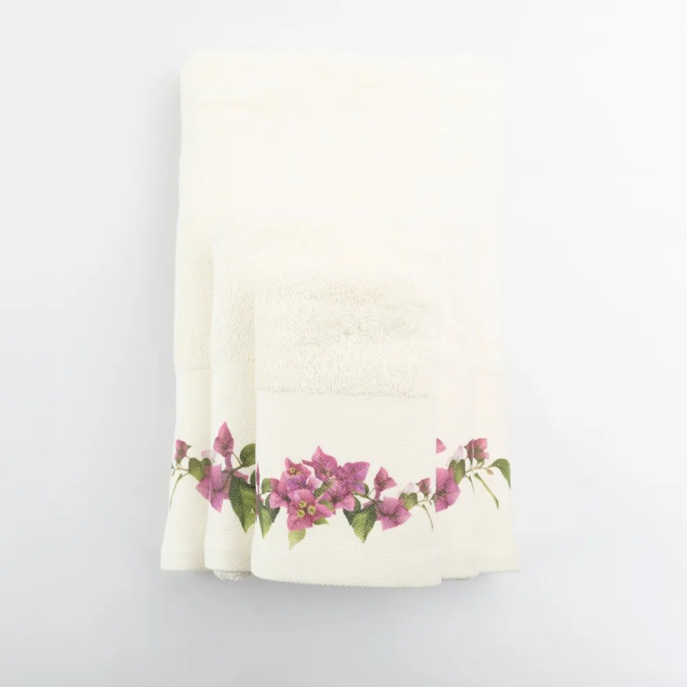Πετσέτες Σετ 3ΤΜΧ Bougainvillea - 70 x 140 / 50 x 90 / 30 x 50 cm - Λευκό - Borea