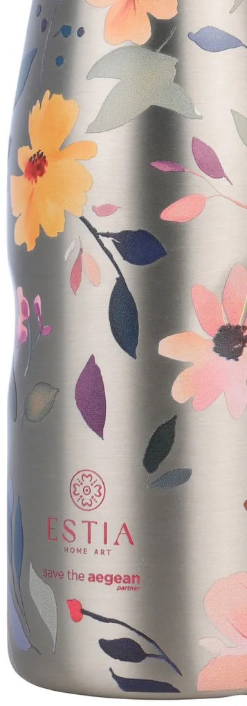 ESTIA ΘΕΡΜΟΣ TRAVEL FLASK SAVE THE AEGEAN 500ml SILVER BOTANIC