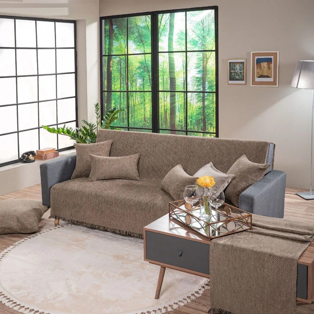 Ριχτάρι Utah 03 Brown Teoran Three-Seater 180x300cm Ακρυλικό-Πολυέστερ
