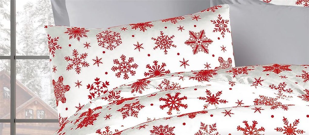 Μαξιλαροθήκη Φάκελος Polycotton 50x70εκ. Snowflake 462 White-Red DimCol