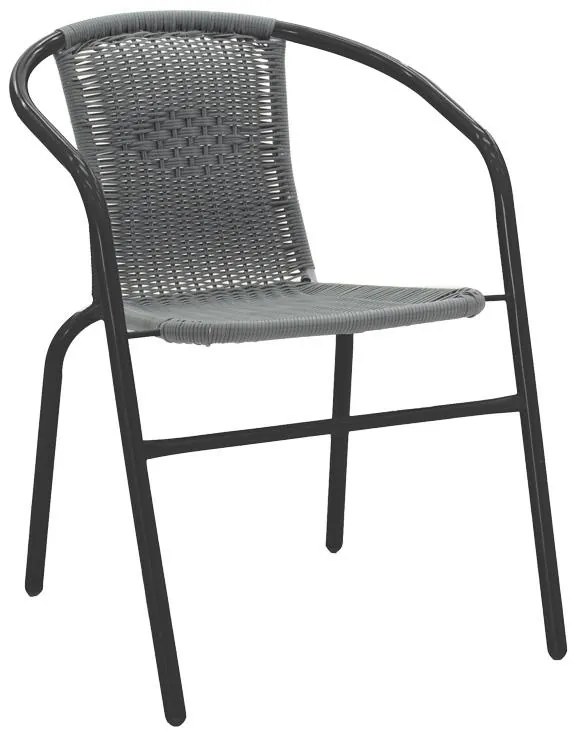 Σετ κήπου - Τραπεζαρία Valor - Obbi 5 τεμ. μέταλλο μαύρο - γυαλί - pe γκρι 110x60x70 εκ. 110x60x70 εκ.