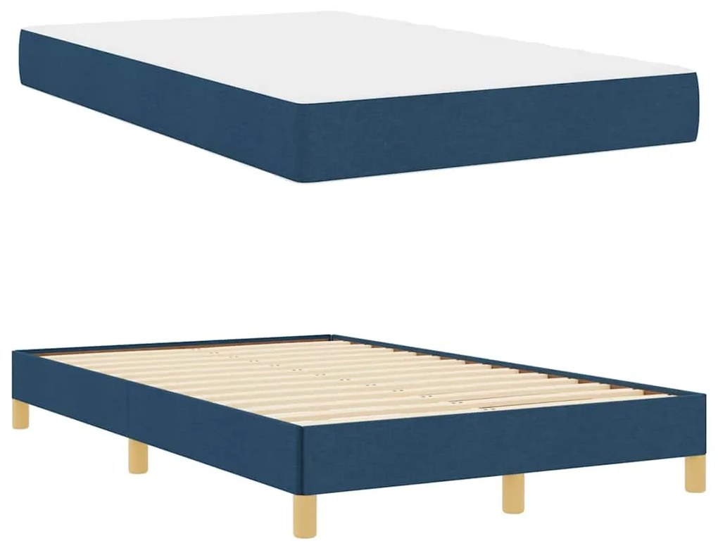 vidaXL Κρεβάτι με ελατήρια με στρώμα Μπλε 120 x 200 cm ύφασμα