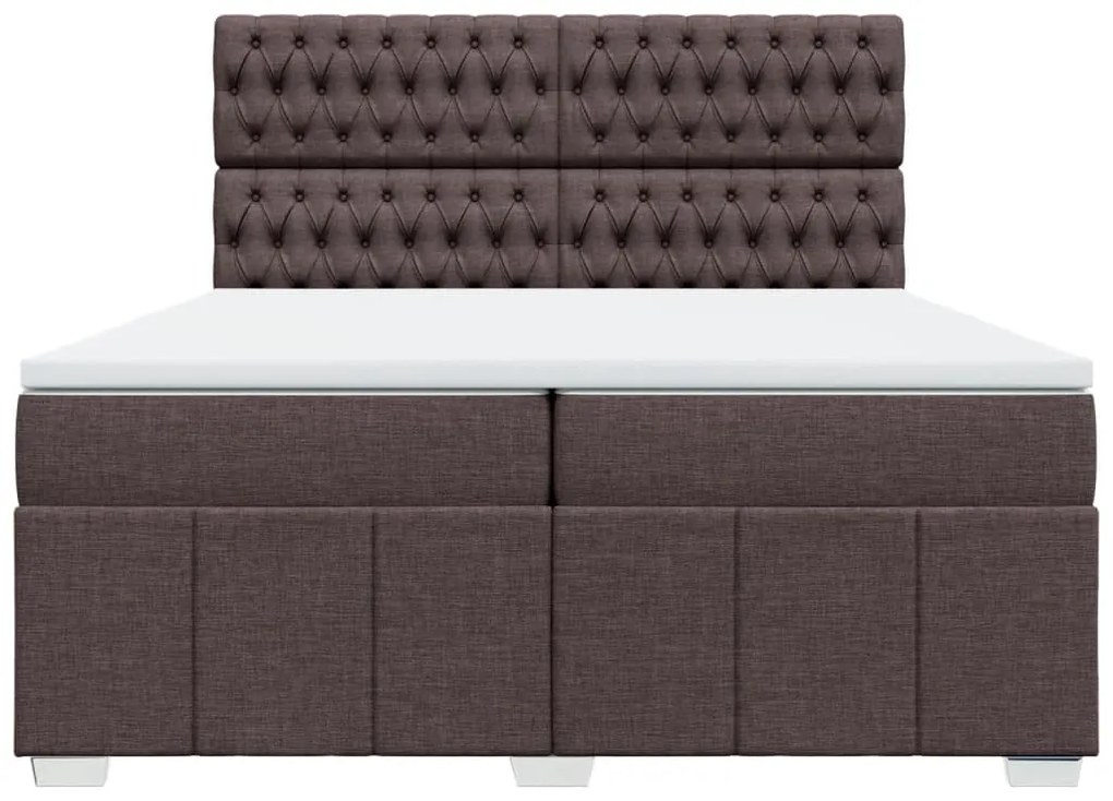 vidaXL Κρεβάτι Boxspring με Στρώμα Σκούρο Καφέ 200x200 εκ. Υφασμάτινο