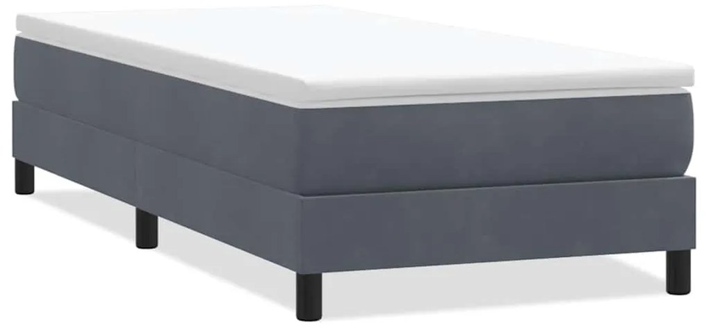 vidaXL Κρεβάτι Boxspring χωρίς Στρώμα Σκούρο Γκρι 90x220 εκ. Βελούδινο