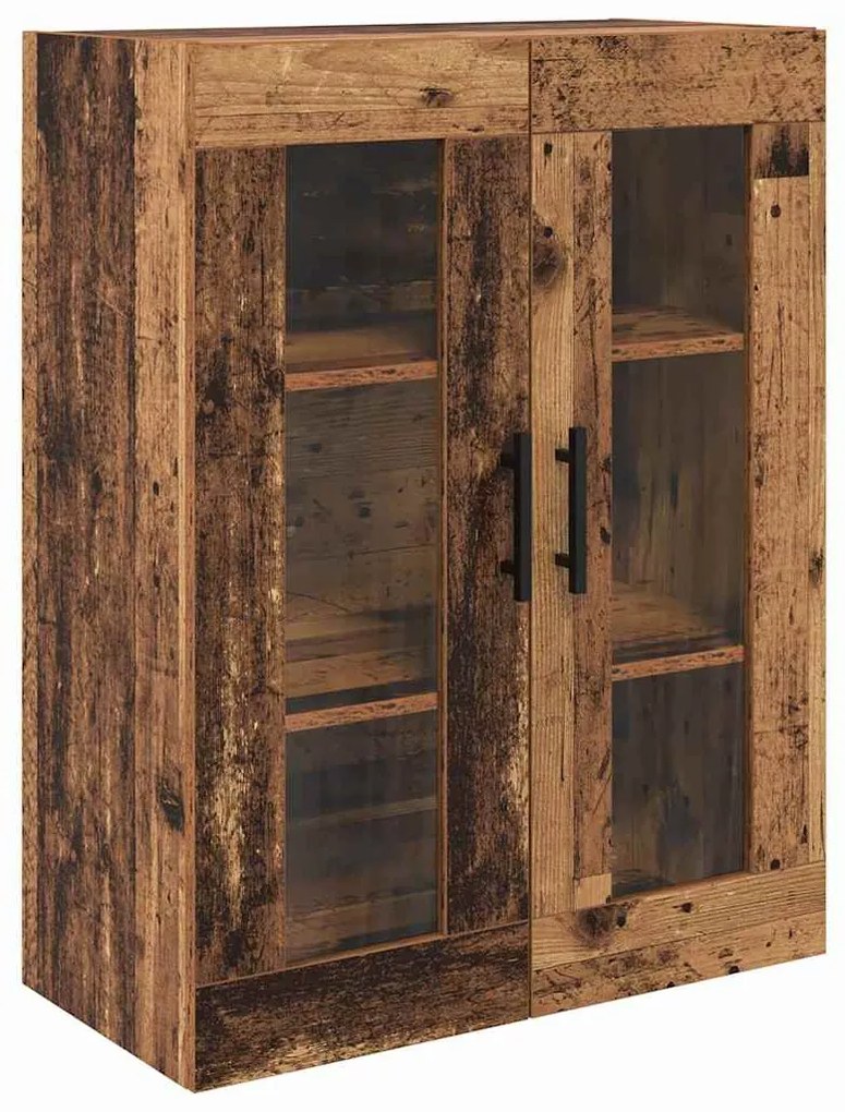 vidaXL Highboard με συρτάρι 2 pcs Παλιό Ξύλο Σύνθετο Ξύλο και Γυαλί