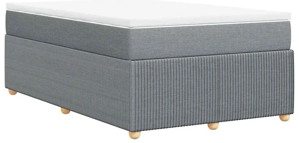 vidaXL Κρεβάτι Boxspring με Στρώμα Ανοιχτό Γκρι 120x190 εκ. Υφασμάτινο