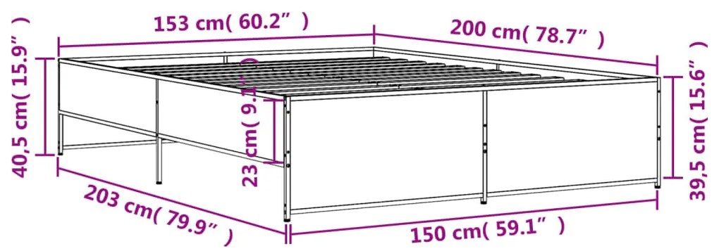 ΠΛΑΙΣΙΟ ΚΡΕΒΑΤΙΟΥ ΜΑΥΡΟ 160X200 ΕΚ. ΕΠΕΞ. ΞΥΛΟ &amp; ΜΕΤΑΛΛΟ 3279882