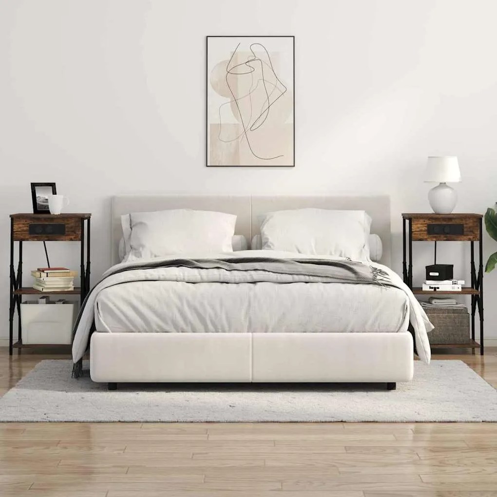 vidaXL Κομοδίνο με ράφι 2 pcs Καπνιστή δρυς 41 x 31 x 76 εκ.