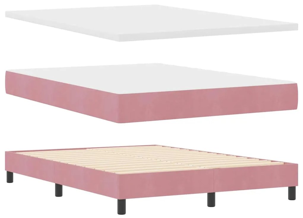 vidaXL Κρεβάτι με ελατήρια με στρώμα Ροζ 160 x 200 cm Βελούδο