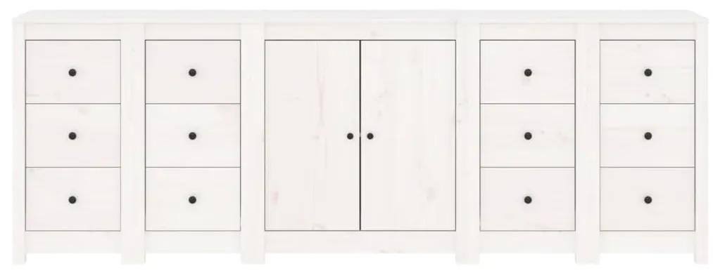 Ντουλάπι Λευκό 230 x 35 x 80 εκ. από Μασίφ Ξύλο Πεύκου - Λευκό