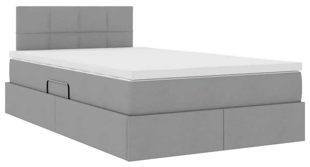 vidaXL Κρεβάτι με αποθηκευτικό χώρο και LED Ανοιχτό γκρι 120 x 200 cm