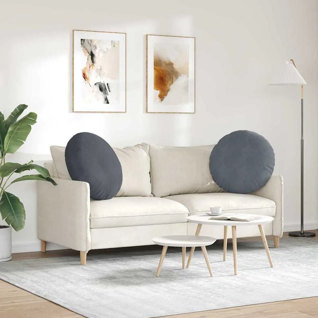 vidaXL Μαξιλάρια καθισμάτων 2 pcs Σκούρο Γκρι Ø 40 x 13 εκ. Βελούδο