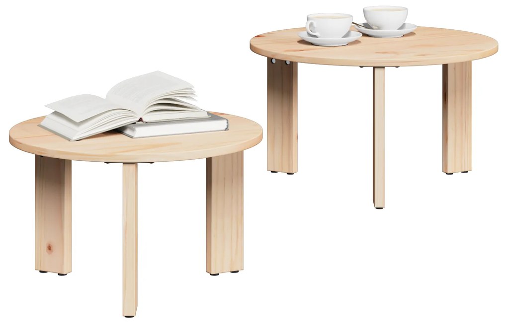 vidaXL Τραπεζάκι σαλονιού 2 pcs Φυσικό 47.5 x 47.5 x 27 εκ.