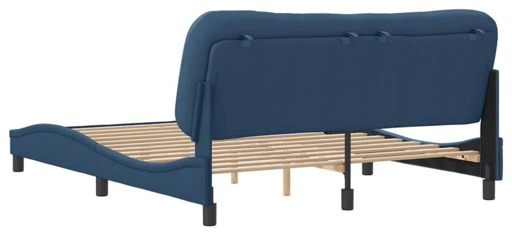 vidaXL Σκελετός Κρεβατιού Χωρίς Στρώμα Hvar Μπλε 160x200 εκ.Υφασμάτινο