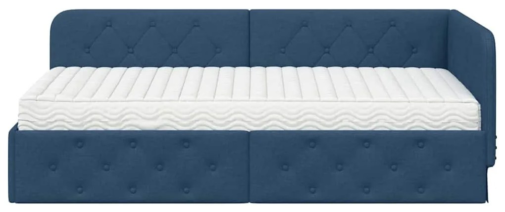 vidaXL Κρεβάτι Γωνίας με στρώμα με κεφαλάρι Μπλε 90 x 200 cm ύφασμα