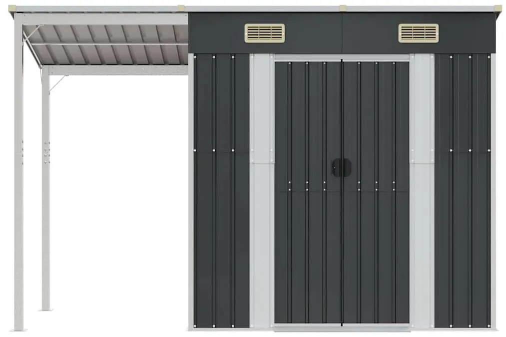 vidaXL Αποθήκη Κήπου Εκτεταμένη Οροφή Ανθρακί 277x107x181 εκ. Ατσάλι