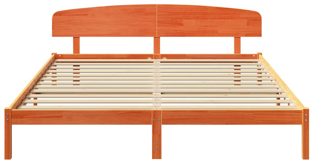 vidaXL Κρεβάτι με Κεφαλάρι Καφέ 200x200 εκ. Μασίφ Ξύλο Πεύκου