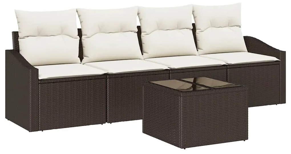 vidaXL Σετ Καναπέ Κήπου με μαξιλάρι 5 pcs Καφέ, Κρέμα 55 x 55 x 37 εκ