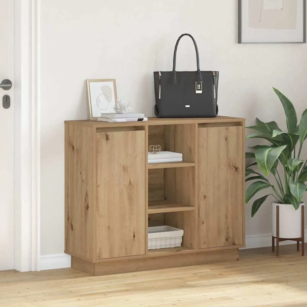 vidaXL Κομοδίνο με ράφι Artisan Oak 90 x 32 x 75 εκ Επεξεργασμένο ξύλο