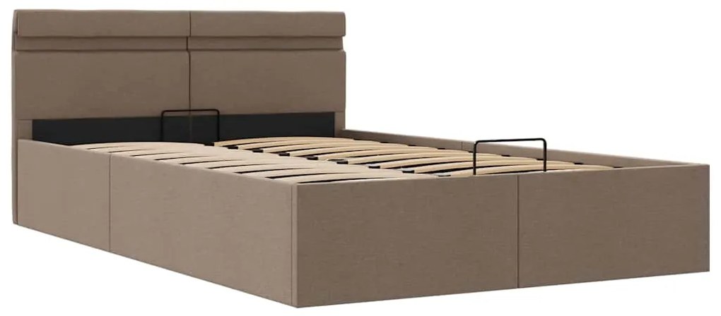 vidaXL Πλαίσιο Κρεβατιού με Αποθ. Χώρο/LED Taupe 120x200 εκ. Ύφασμα