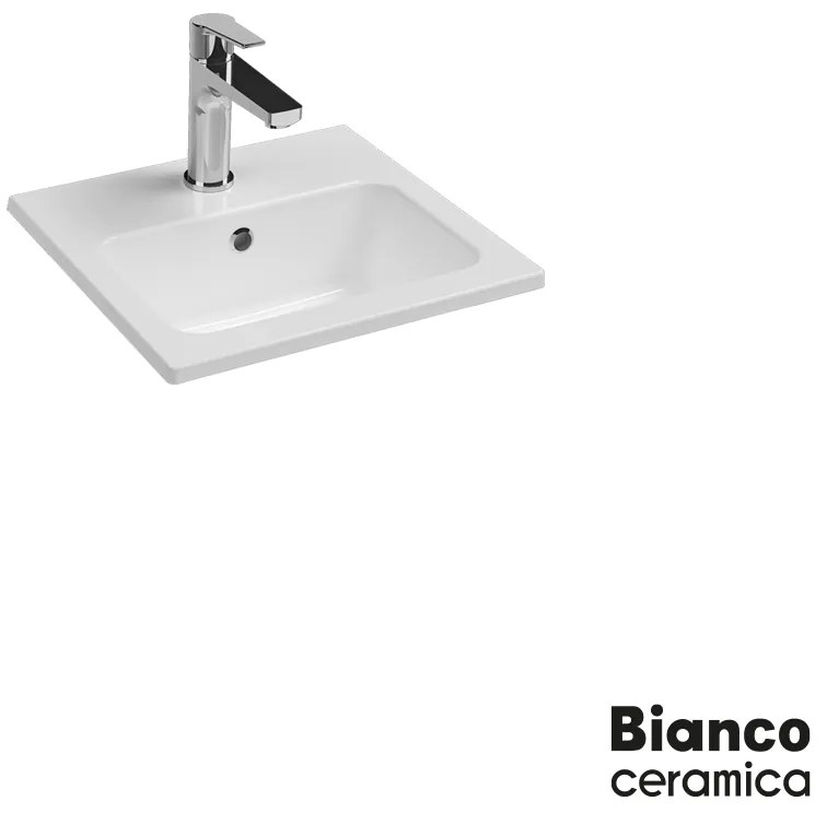 Νιπτήρας Πορσελάνης 40x36 (1 οπή) Bianco Ceramica White 37040-300