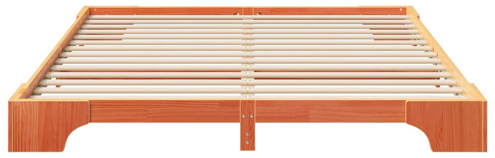 vidaXL Κρεβάτι δαπέδου Καφέ 180 x 220 εκ. Μασίφ ξύλο πεύκου
