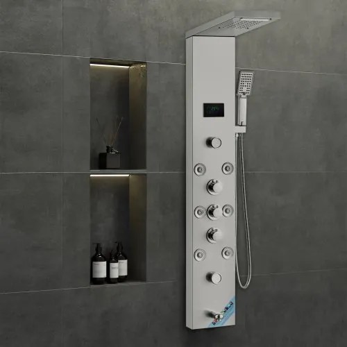 VEVOR Shower Panel Tower System 6 Modes Hydroelectricity LED Stainless Steel