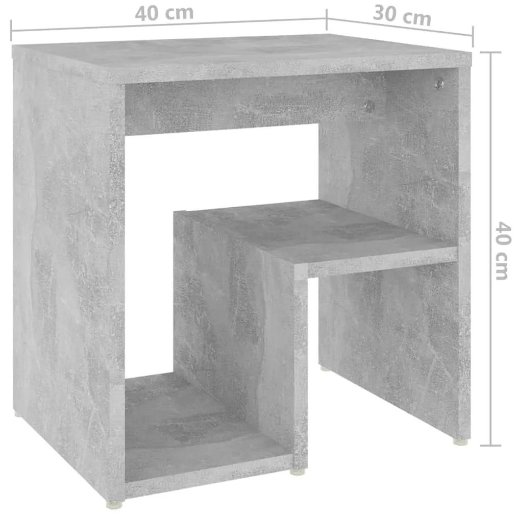 Κομοδίνα 2 τεμ. Γκρι Σκυροδέμ. 40 x 30 x 40 εκ. από Επεξ. Ξύλο - Γκρι