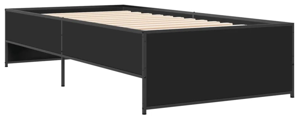 vidaXL Πλαίσιο Κρεβατιού Μαύρο 90 x 190 εκ. Επεξ. Ξύλο &amp; Μέταλλο