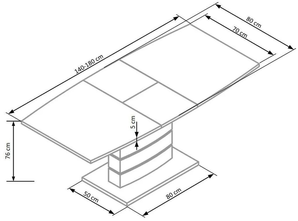 Τραπέζι Houston 292, Γυαλιστερό λευκό, Μαύρο, 76x80x140cm, 63 kg, Επιμήκυνση, Ινοσανίδες μέσης πυκνότητας | Epipla1.gr