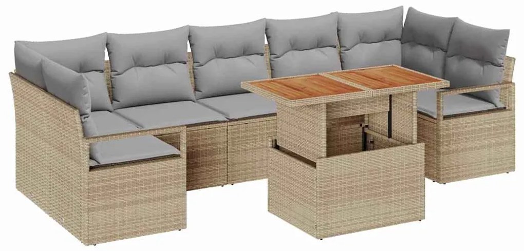 vidaXL Σετ Καναπέ Κήπου με μαξιλάρι 8 pcs Μπεζ, Γκρι 100 x 55 x 73 εκ