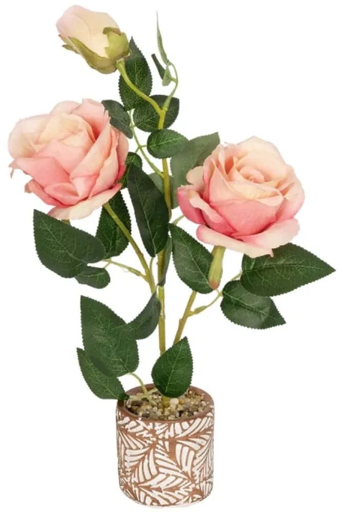 Τεχνητό Φυτό Σε Κασπώ Rose 20984 38cm Pink GloboStar Πολυαιθυλένιο