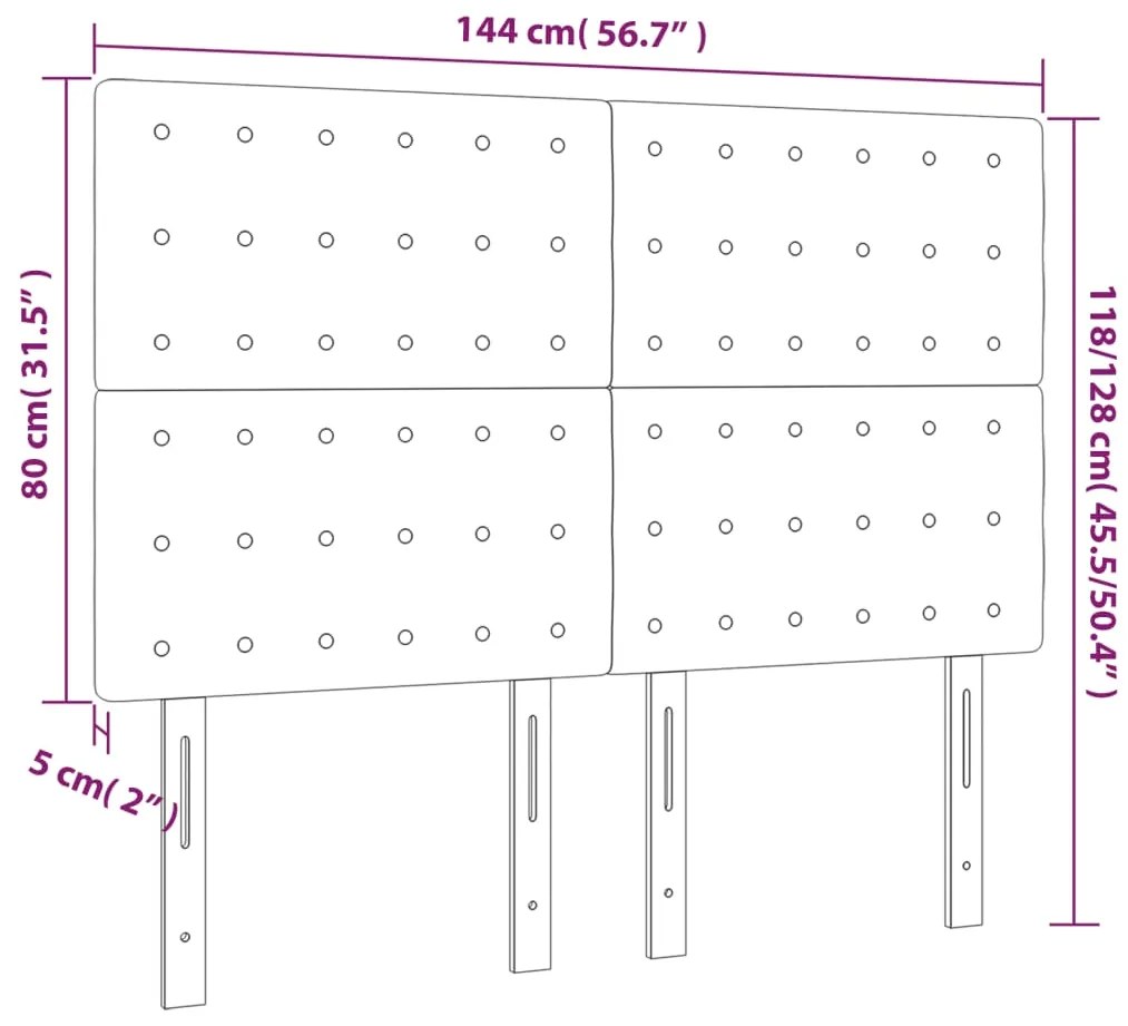 vidaXL Κεφαλάρι Κρεβατιού LED Κρεμ 144x5x118/128 εκ. Υφασμάτινο