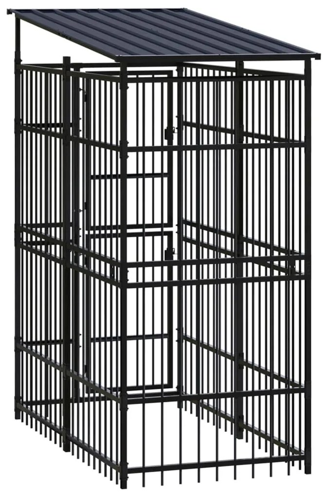 vidaXL Κλουβί Σκύλου Εξωτερικού Χώρου με Ατσάλινη Οροφή 1,84 μ²