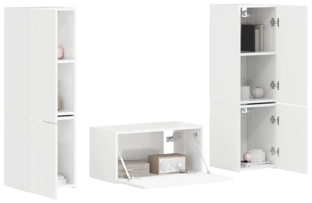 vidaXL 3 pcs Υψηλής γυαλάδας λευκό