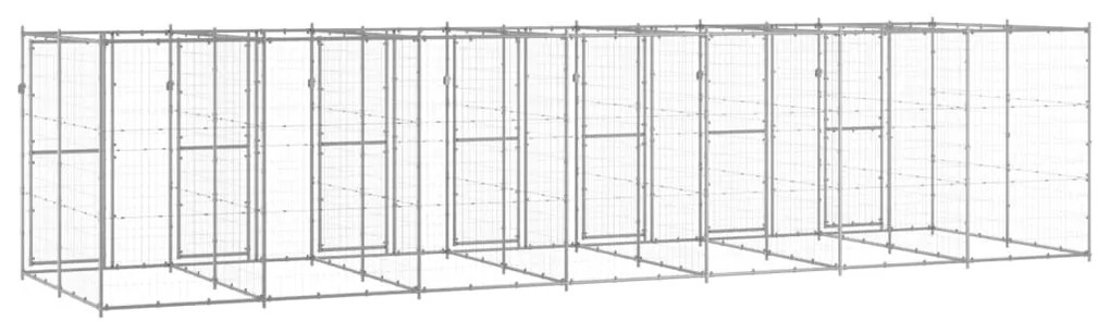 Κλουβί Σκύλου Εξωτερικού Χώρου 16,94 μ² από Γαλβανισμένο Χάλυβα - Ασήμι