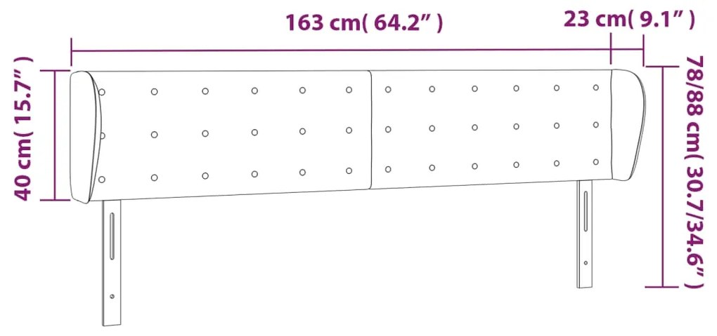 Κεφαλάρι με Πτερύγια Σκούρο Πράσινο 163x23x78/88 εκ. Βελούδινο 3117635