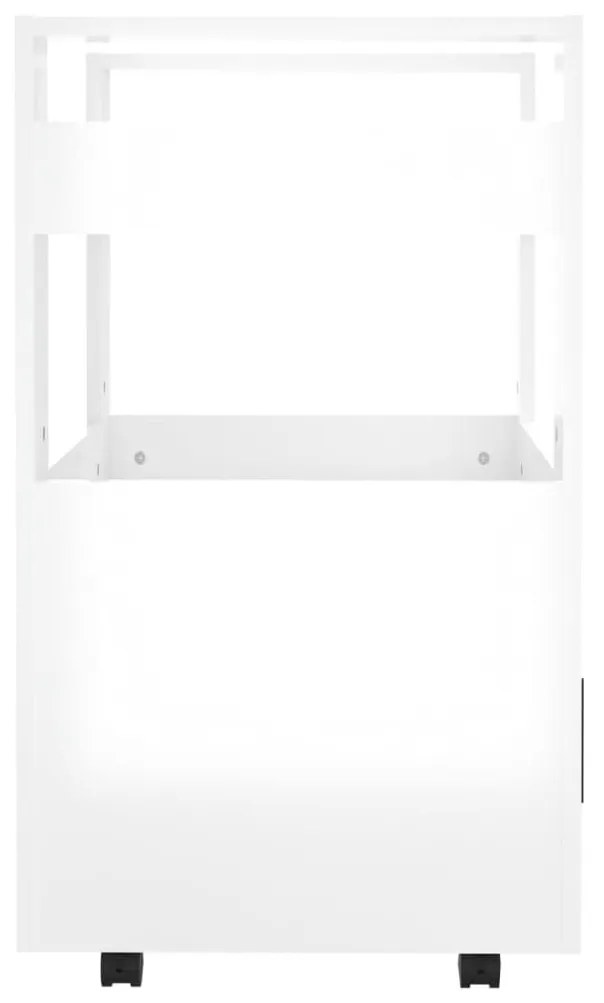 Τρόλεϊ Κουζίνας Γυαλ. Λευκό 60x45x80 εκ. από Επεξεργασμένο Ξύλο - Λευκό