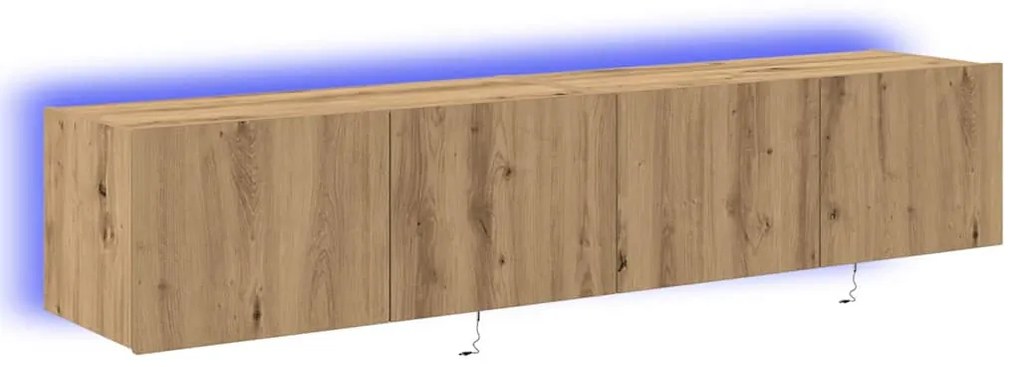 vidaXL Καλόγεροι Τηλεόρασης με Φώτα LED 2 τεμ Κατασκευαστής Δρύς 80x35x31 εκ