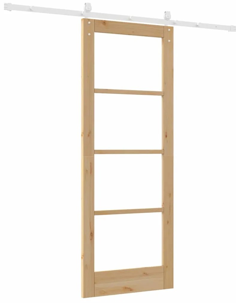 vidaXL Συρόμενη Πόρτα Φυσικό 78 x 202 εκ. Μασίφ ξύλο πεύκου και γυαλί