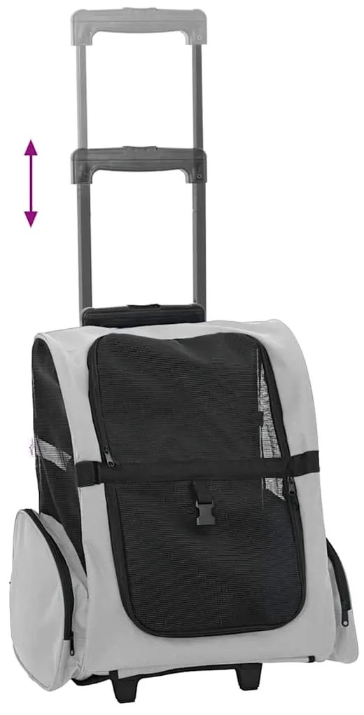 vidaXL Καρότσι Κατοικίδιων 3 σε 1 Γκρι 48x32x(57-106) εκ. από Ύφασμα Oxford